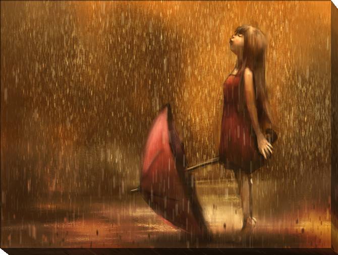 Картины на холсте Art girl in the rain