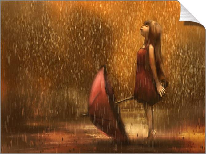 Купить и печать на заказ Картины на холсте Арт девочка под дождем