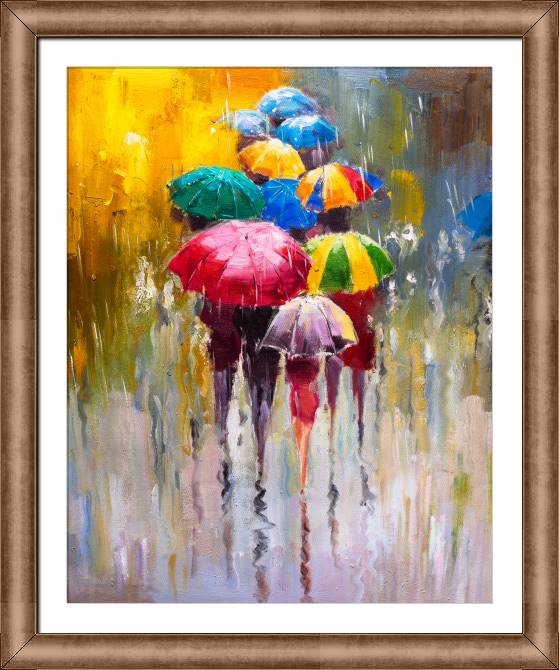 Купить и печать на заказ Картины в рамке, багете Разноцветные зонтики