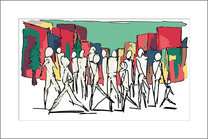 Купить и печать на заказ Картины, фото с паспарту Люди абстрактная живопись