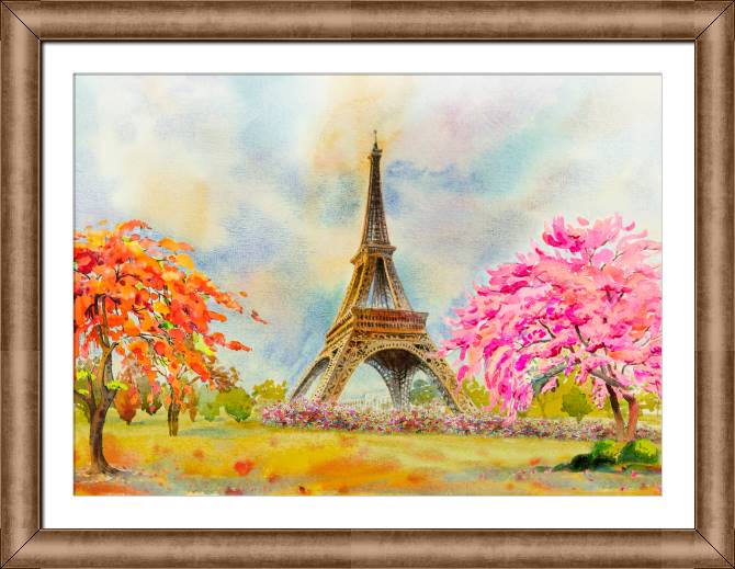 Купить и печать на заказ Картины в рамке, багете Париж акварелью