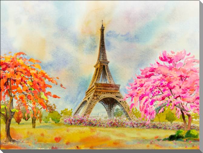 Картины на пластике, пеноркартоне Paris watercolor