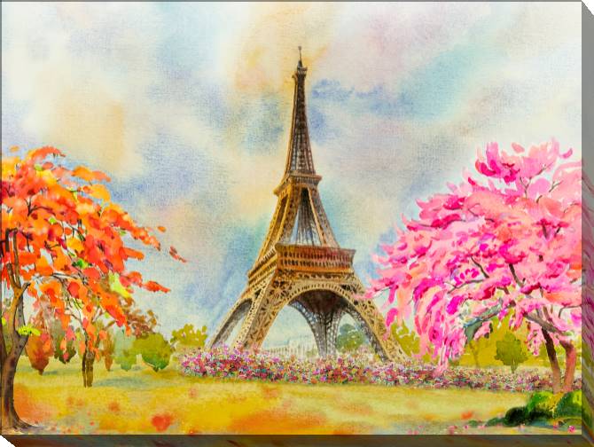 Paintings on canvas Paris watercolor