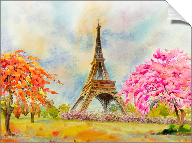Купить и печать на заказ Картины на холсте Париж акварелью