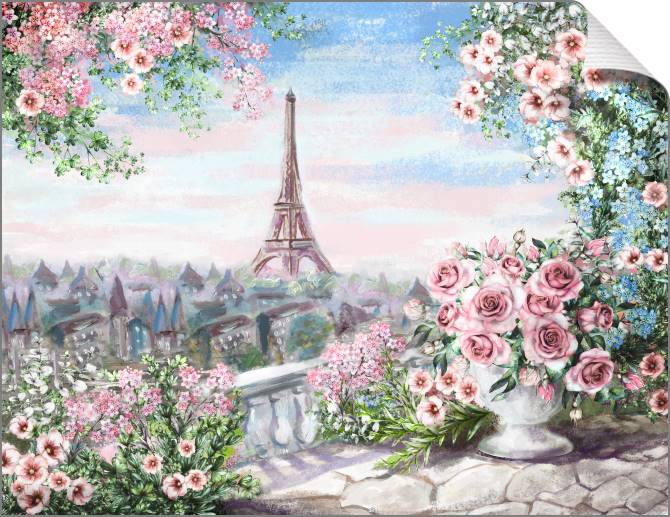 Купить и печать на заказ Картины на холсте Эйфелева башня и розы