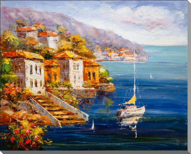 Картины на пластике, пеноркартоне A view of the harbour, Greece