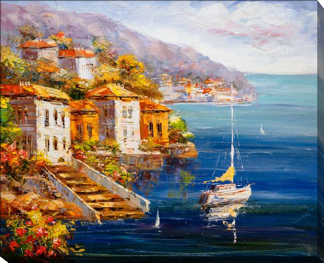 Paintings on canvas A view of the harbour, Greece
