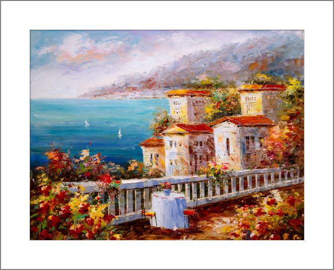 Купить и печать на заказ Картины Вид на гавань в Греции