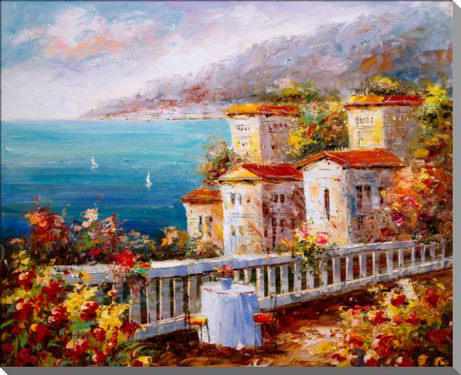 Картины на пластике, пеноркартоне View of the Harbor in Greece