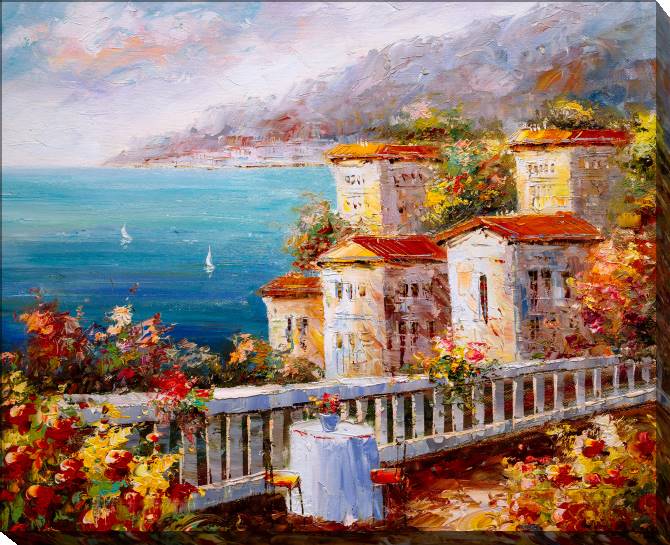 Paintings on canvas View of the Harbor in Greece