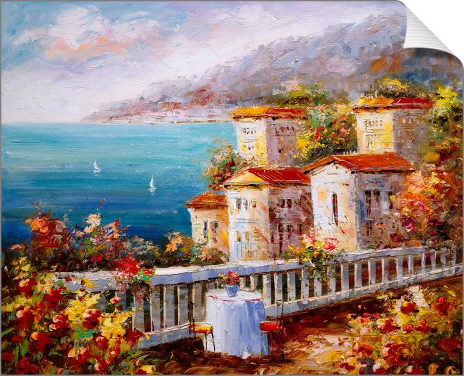 Купить и печать на заказ Картины на холсте Вид на гавань в Греции