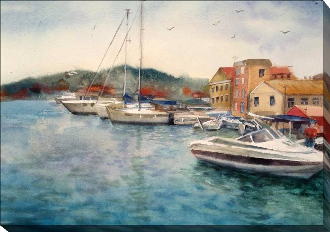 Paintings on canvas Boats on the sea watercolour