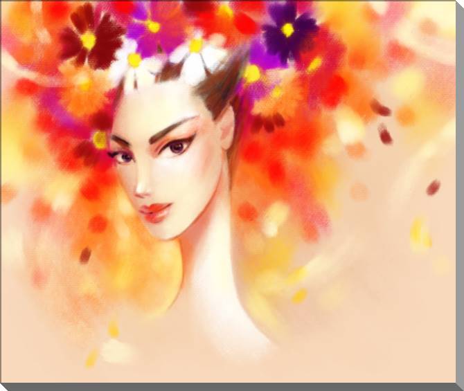 Картины на пластике, пеноркартоне Floral fantasy beige background