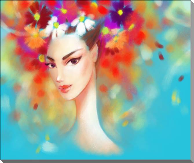 Картины на пластике, пеноркартоне Floral fantasy blue background