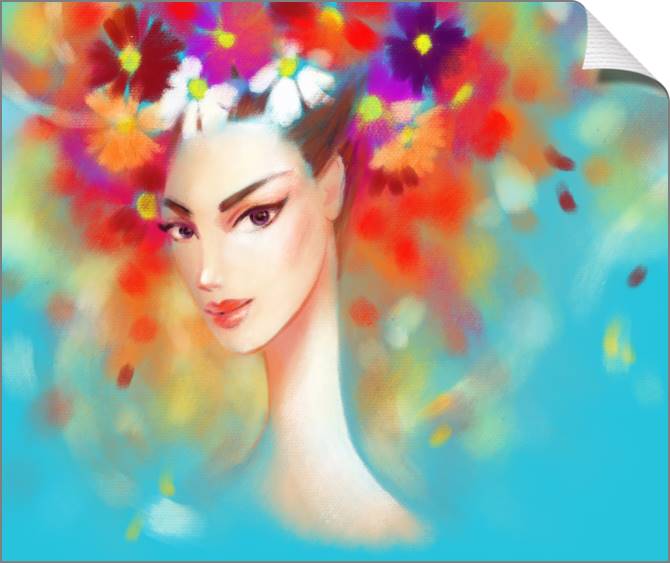 Купить и печать на заказ Картины на холсте Цветочная фантазия голубой фон