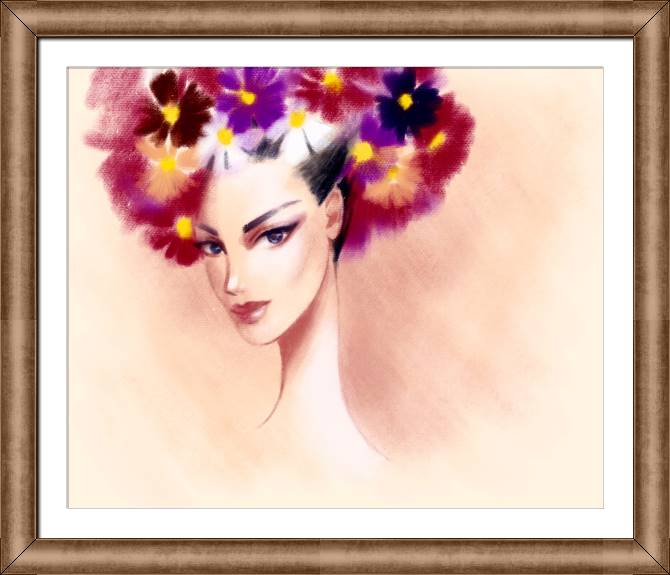 Купить и печать на заказ Картины в рамке, багете Цветочная фантазия розовый фон