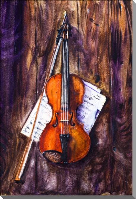 Картины на пластике, пеноркартоне Violin watercolor