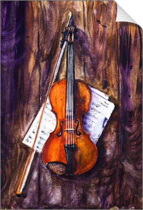 Купить и печать на заказ Картины на холсте Скрипка акварель