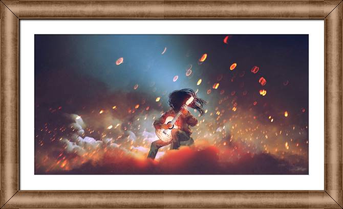 Купить и печать на заказ Картины в рамке, багете Арт гитарист