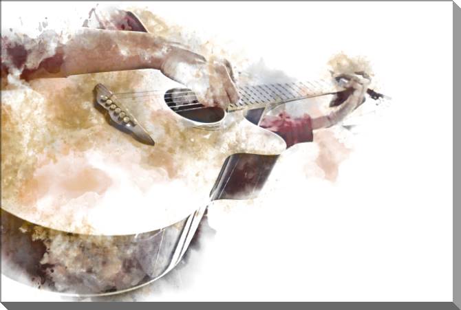 Картины на пластике, пеноркартоне Guitar on white background