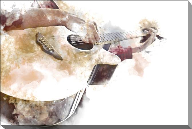 Paintings on canvas Guitar on white background