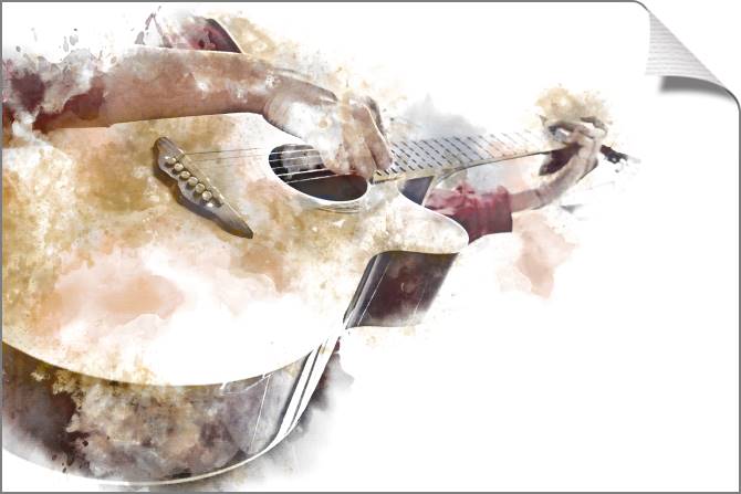 Купить и печать на заказ Картины на холсте Гитара на белом фоне