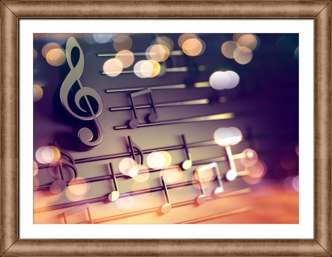 Купить и печать на заказ Картины в рамке, багете Нотный стан