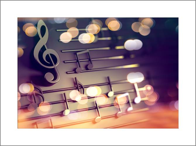 Купить и печать на заказ Картины, фото с паспарту Нотный стан