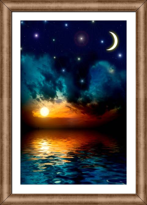 Купить и печать на заказ Картины в рамке, багете Красивое ночное небо с множеством звезд