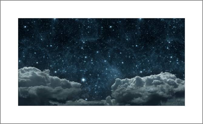 Купить и печать на заказ Картины, фото с паспарту Облака и звезды