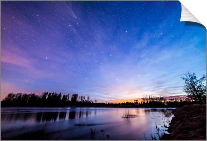 Купить и печать на заказ Картины на холсте Красочное небо после заката у реки