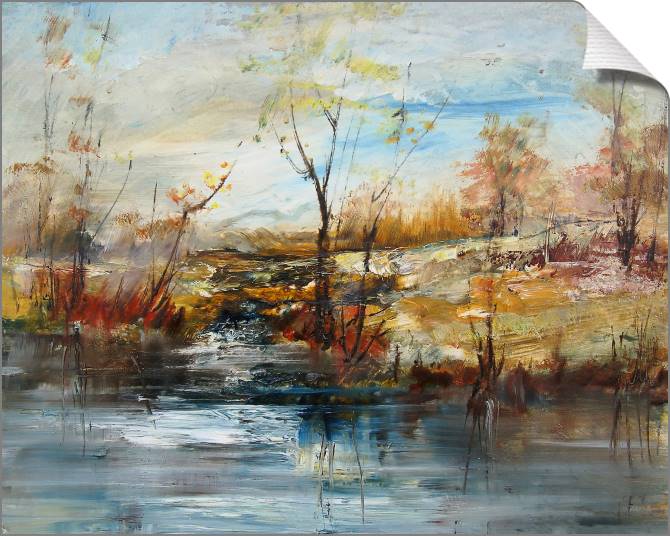 Купить и печать на заказ Картины на холсте Пейзаж с деревьями у воды