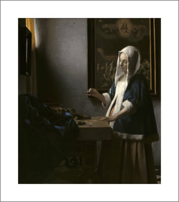 Купить и печать на заказ Картины, фото с паспарту Женщина, держащая весы