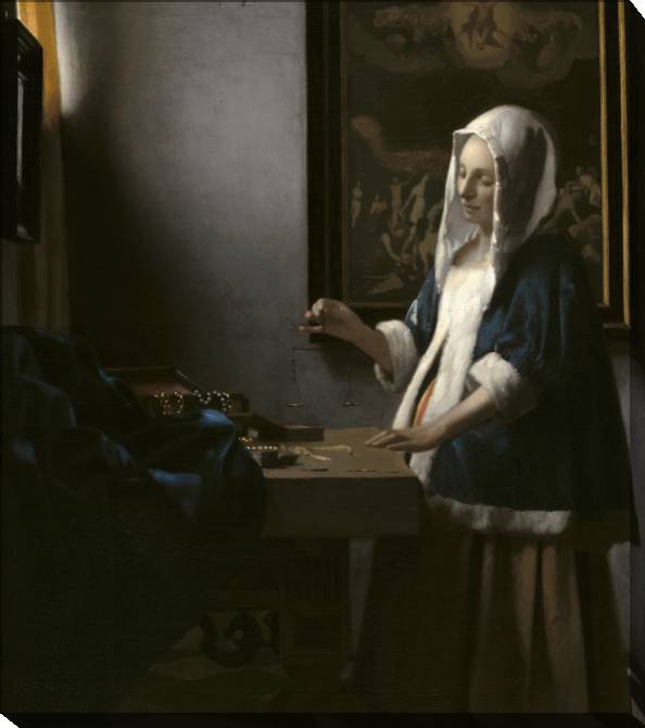 Paintings on canvas Woman holding a balance (Jan Vermeer)
