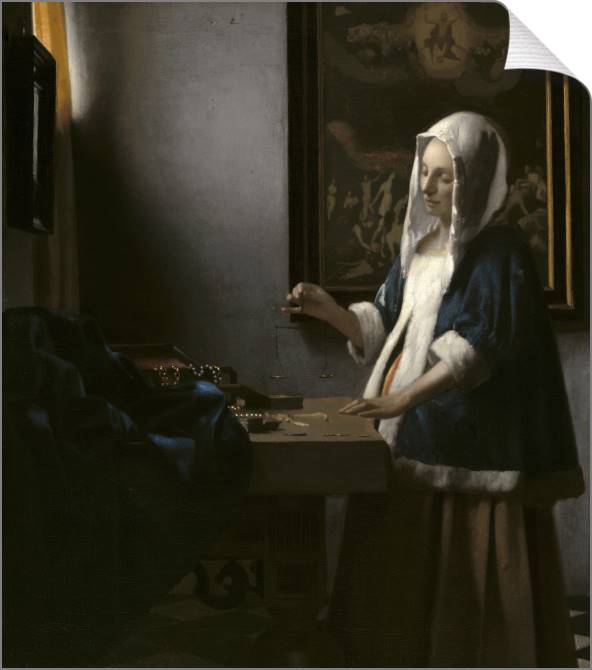 Paintings on canvas Woman holding a balance (Jan Vermeer)