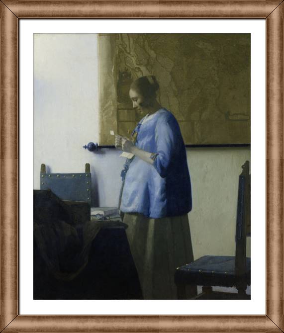 Купить и печать на заказ Картины в рамке, багете Дама в голубом, читающая письмо