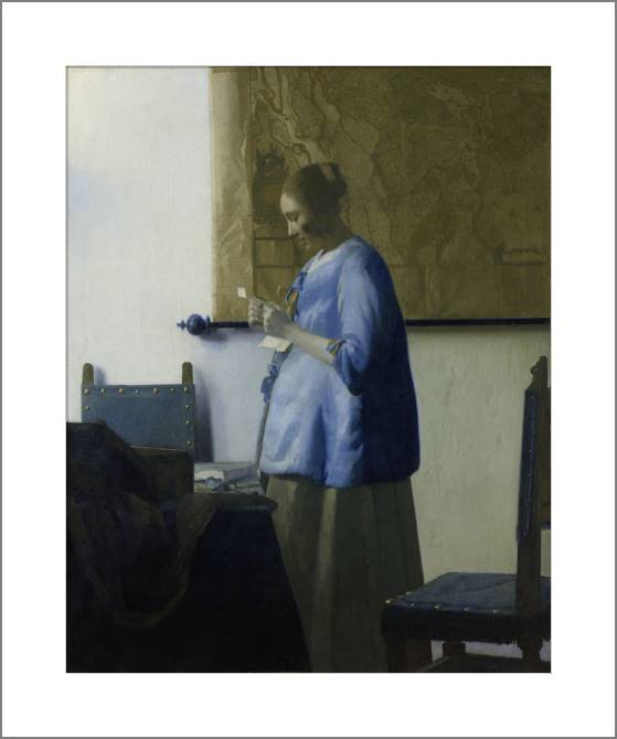 Купить и печать на заказ Картины, фото с паспарту Дама в голубом, читающая письмо