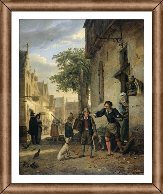 Купить и печать на заказ Картины в рамке, багете Ян Стен, убеждающий сына на улице рисовать, а не пить пиво и вино