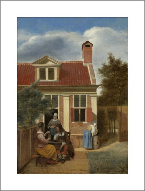 Купить и печать на заказ Картины, фото с паспарту Фигуры во дворе за домом