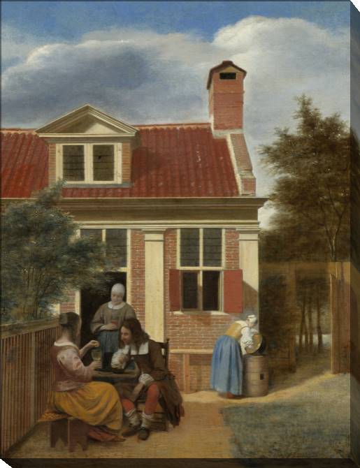 Paintings on canvas Figures in the courtyard behind the building (Pieter de Hooch)