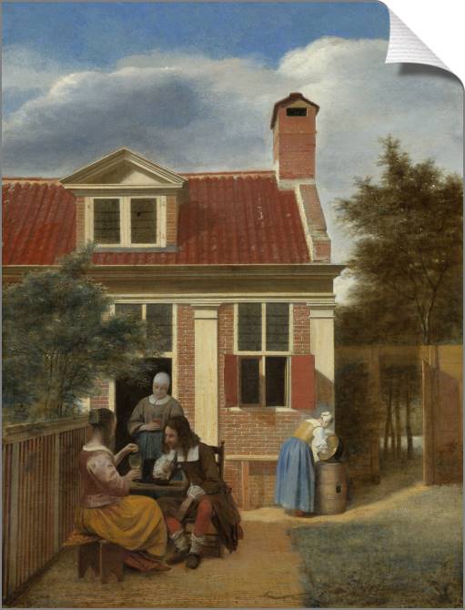 Paintings on canvas Figures in the courtyard behind the building (Pieter de Hooch)