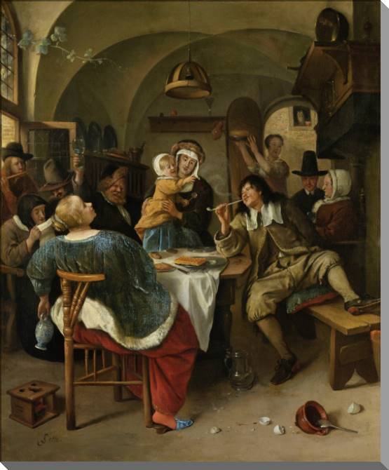 Картины на пластике, пеноркартоне Family scene (Jan Steen)