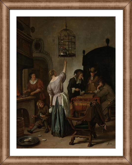 Купить и печать на заказ Картины в рамке, багете Клетка с попугаем