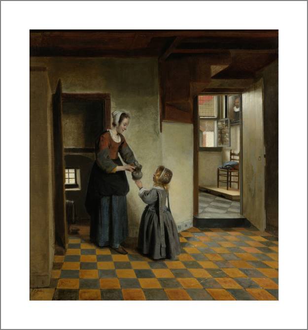 Купить и печать на заказ Картины, фото с паспарту Женщина с ребенком в кладовой