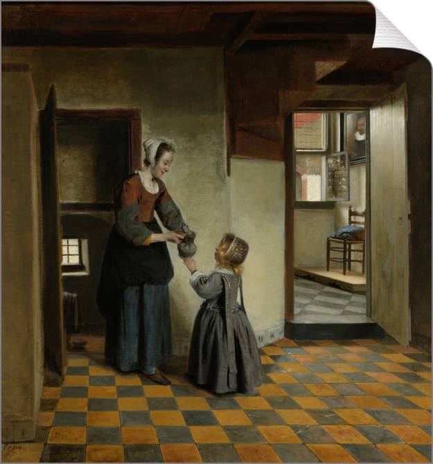 Paintings on canvas A woman with a child in a pantry (Pieter de Hooch)
