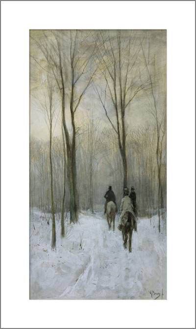 Купить и печать на заказ Картины, фото с паспарту Всадники на снегу