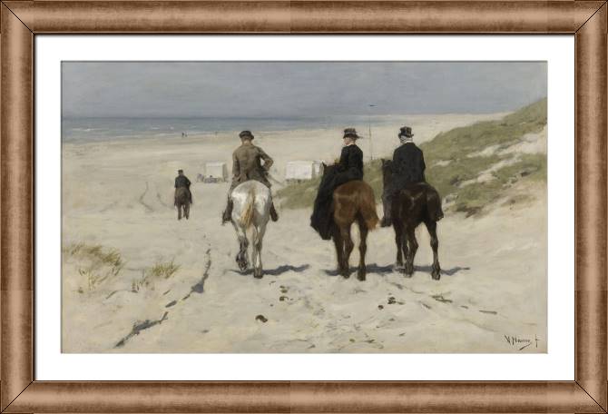 Купить и печать на заказ Картины в рамке, багете Утренняя прогулка по пляжу
