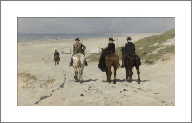 Купить и печать на заказ Картины, фото с паспарту Утренняя прогулка по пляжу