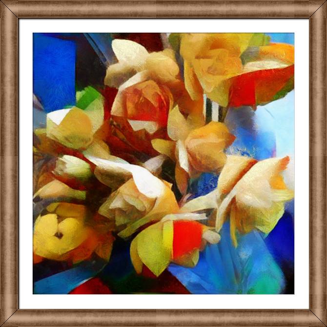 Купить и печать на заказ Картины в рамке, багете Букет в кубизме