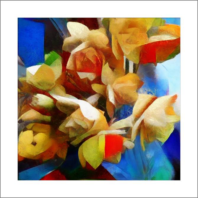 Купить и печать на заказ Картины, фото с паспарту Букет в кубизме